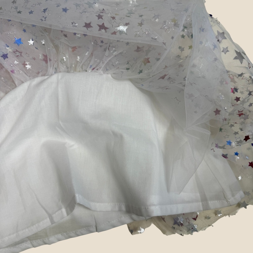 Lola and the Boys White Tulle Tiered Dress Multicolor Metallic Stars Kids 12M - Picture 3 of 4